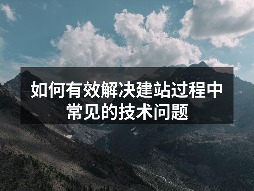 如何有效解决建站过程中常见的技术问题